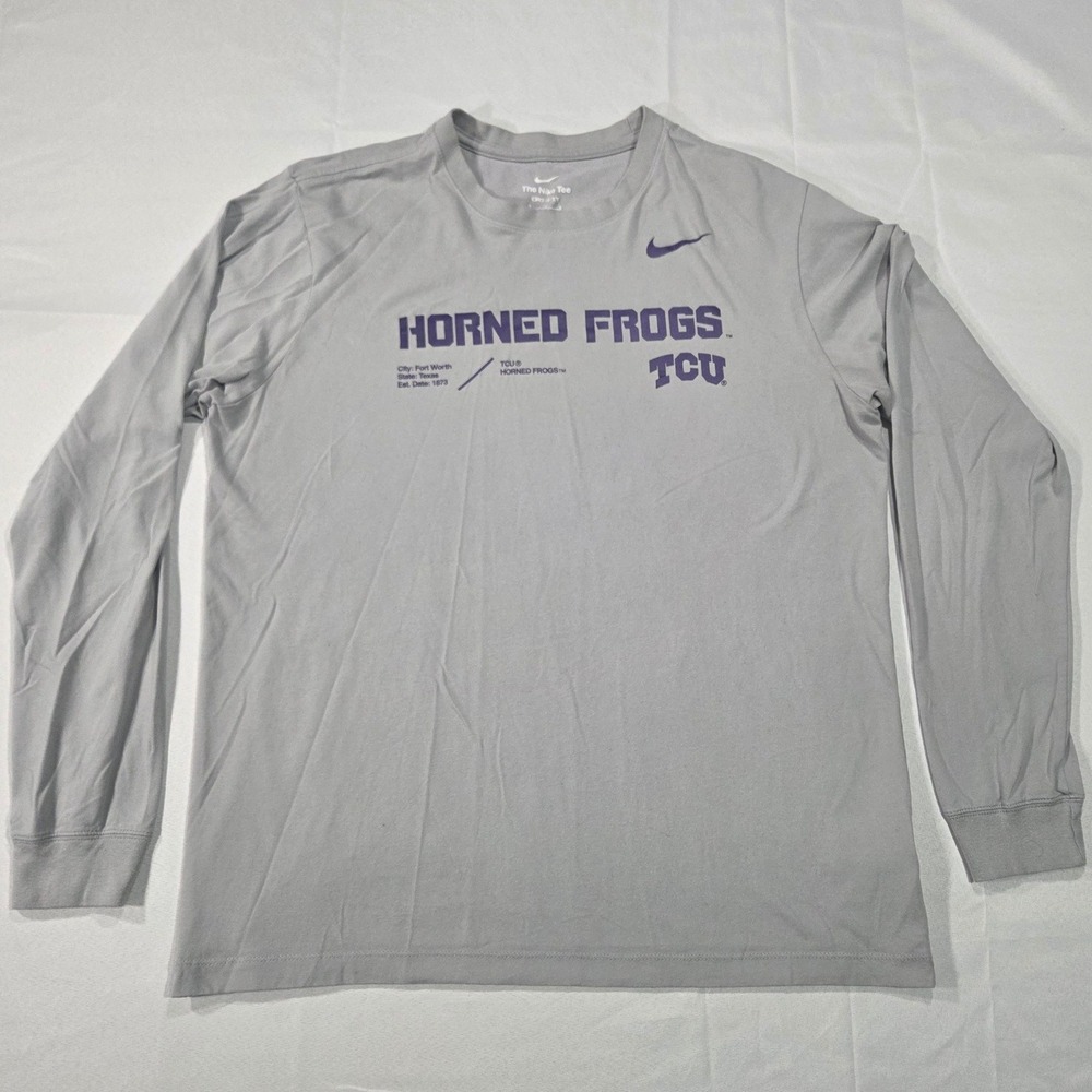 Nike TCU Horned Frogs Dri-FIT Long Sleeve Shirt Gray Mens Large